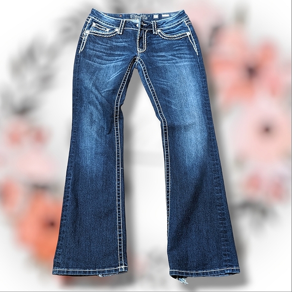 Miss Me Denim - 💞 Miss Me Boot Cut Dark Wash Jeans, Distressed size 29